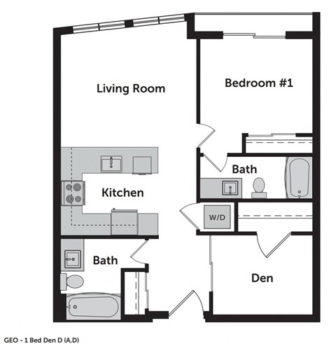 GEO Apartments 1 Bed Den A Floor Plan